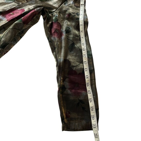 LAS & POLLA Blouse Sz *Large Silky Fabric Beautiful Buttons Long Sleeves Floral - Picture 10 of 13